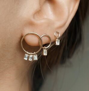 Kozakh Madison earrings gold hoops square rectangle crystals